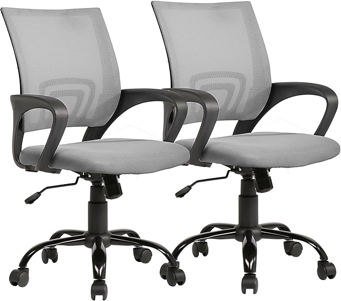 PayLessHere Office Computer Chair Ergonomic Cheap Desk Chair Adjustable Comfortable Mid Back Task Rolling Swivel with Lumbar Support for Home Office, Grey