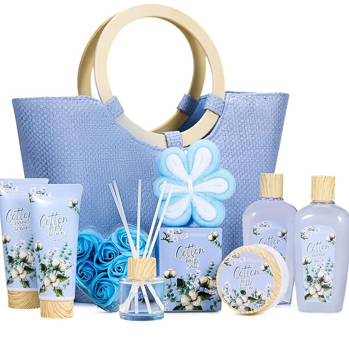 Green Canyon Spa Gifts for Women 10 Pcs Cotton Spa Gift Baskets for Women Luxurious Birthday Gift for Mom Her Friend Sister Wife Mothers Day Gifts for Her Bath and Body Gift Sets Presents for Her