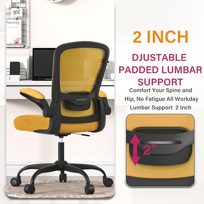 Mimoglad Office Chair, Ergonomic Desk Chair with Adjustable Lumbar Support, High Back Mesh Computer Chair with Flip-up Armrests- Task Chairs, Executive Chair for Home Office