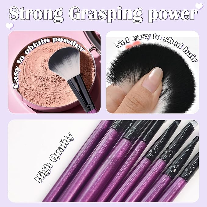 Makeup Brush Set, 49Pcs Makeup Tool Set Premium Synthetic Foundation Concealers Powder Eye Shadows Makeup Brushes Kit for for Beginner Professional, Purple
