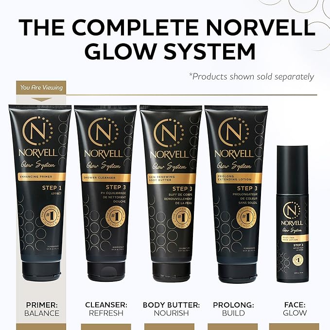 Norvell Glow System Pre-Tan Enhancing Primer, 8.5 fl oz – Prep Your Skin with Pre-Tanning Lotion to Extend Your Glow and Intensify Your Spray Tan – For Best Results Use the Glow System