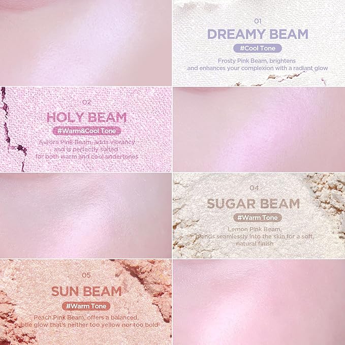 lilybyred Luv Beam Glow Veil | Korean Heart-Shaped Highlighter, Illuminating Shimmer, Radiant Glow, Silky Powder Texture, Buildable & Blendable, Lightweight & Long-Lasting, 0.11 oz. (04 Sun Beam)