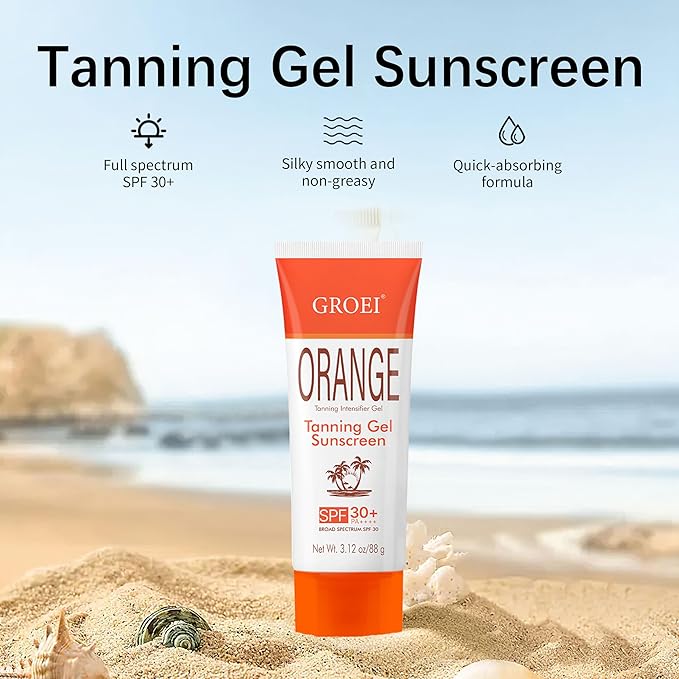 Tanning Gel Sunscreen SPF 30 – Sun Tanning Lotion with Fast-Absorbing Formula, Hydrating Bronzing Complex, for Beach, Pool & Outdoor Sports – 3.12 oz