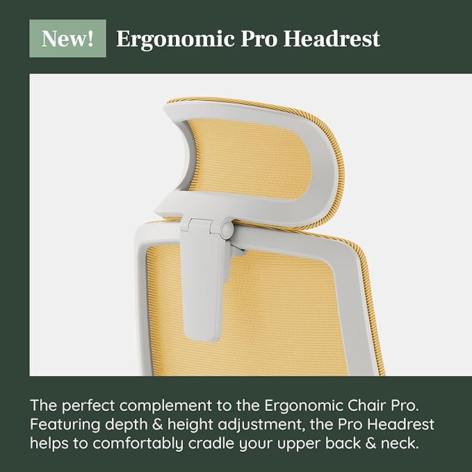 Branch Adjustable Ergonomic PRO Headrest Attachment - Only Compatible Ergonomic Chair PRO - Experience Optimal Comfort and Support - Spark