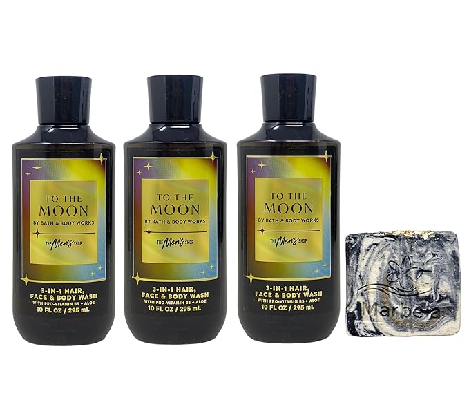 Bath & Body Works The Men's Collection To The Moon 3 Pack Body Wash Bundle with a Charcoal Scrub Bar Soap - Full Size