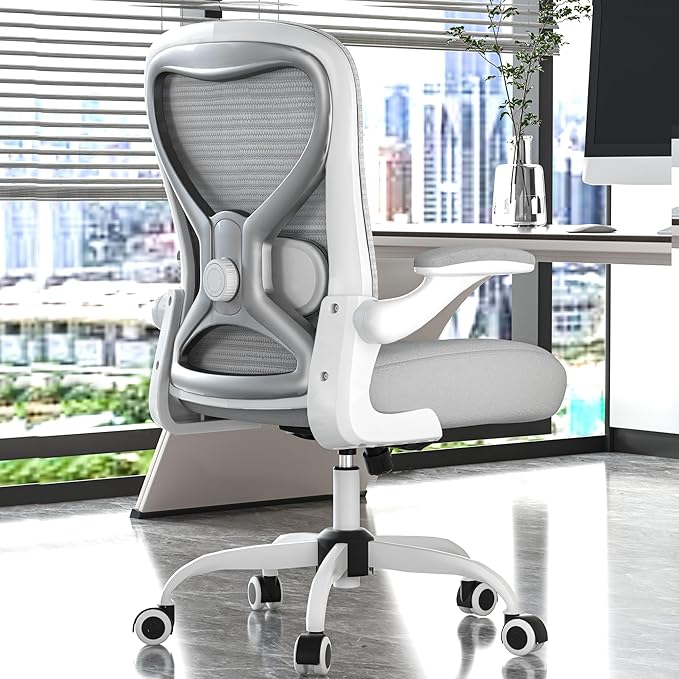 Office Desk Chair with Ergonomic Lumbar Support, Extra-Thick Seat Cushion, Flip-up Arms, Breathable Mesh Back, Computer Task Chair for Home Office