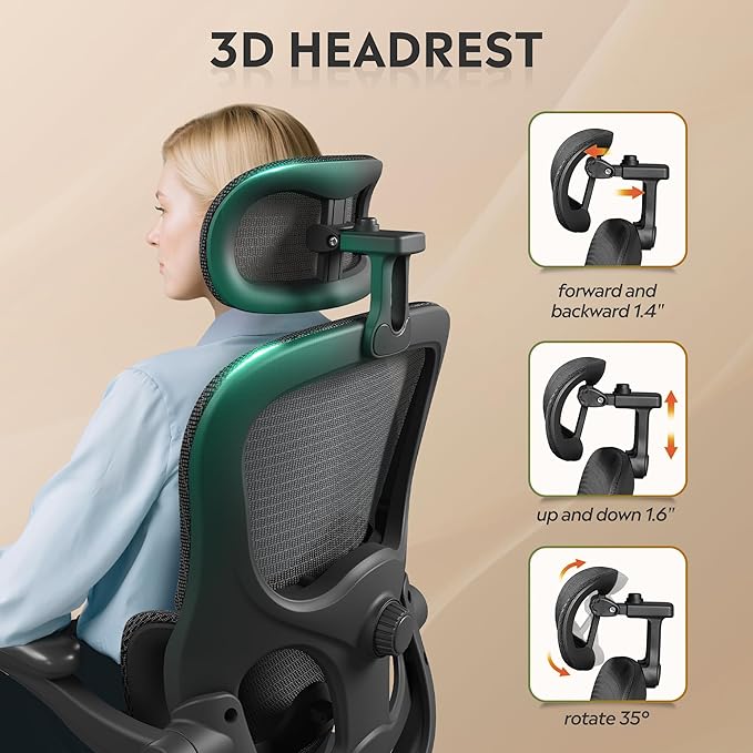 DEVAISE Ergonomic Mesh Home Office Desk Chair with Lumbar Support, High Back Reclining Computer Gaming Chair with Flip-up Armrests, 3D Headrest, Tilt Lock, Heavy Duty, SGS Class 4 Gas Lift, Black