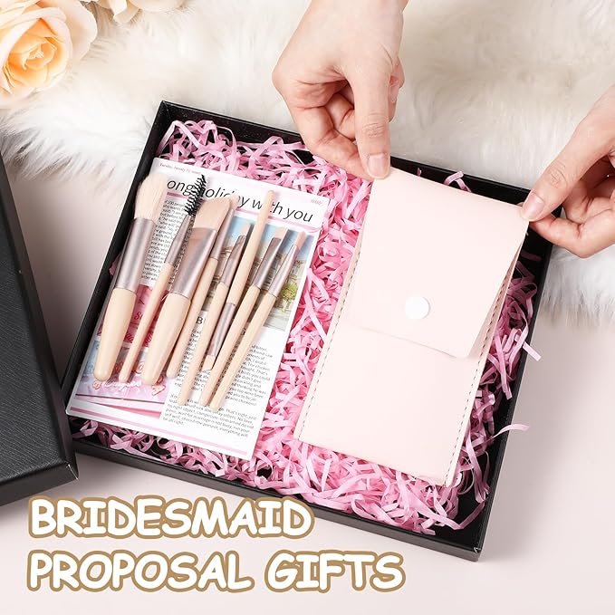 12 Sets Travel Makeup Brush Set Brushes Bag Bridesmaid Gift Synthetic Fiber Face Make up Brushes Angled Blush Brush for Wedding Bridal Shower Favors Bachelorette Party Gift