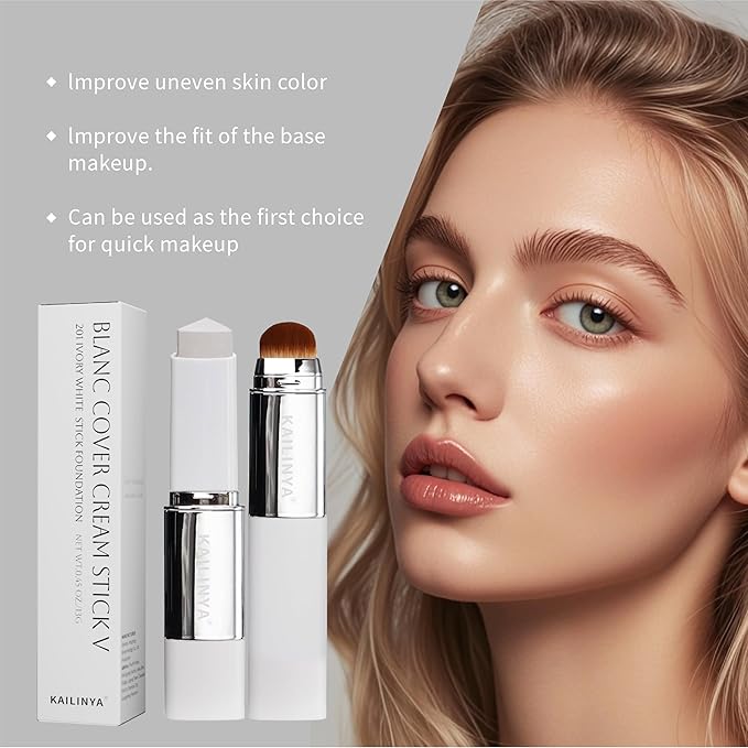 Korean Color Changing Foundation Stick 2-in-1 Waterproof & Long-Lasting Hydrating Makeup,with Brush for Lumine Skin, Dual-Ended Foundation -Concealer Stick, Portable for Easy Daily Use and Travel