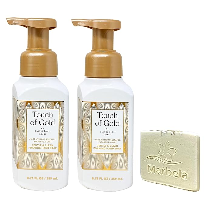 Bath & Body Works Touch Of Gold 2-Pack Gentle & Clean Foaming Hand Soaps with a Natural Oats Sample Soap