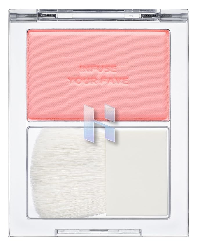 HOLIKA HOLIKA My Fave Infusing Blush 06 Flutter - Korean Face Makeup Cushiony Powder, Buildable Color with Multi-Blurring Effect - Pore Minimizing Mineral Formula, Includes Mini Brush