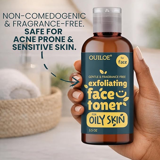 Non Comedogenic Face Toner for Oily Skin - Fragrance Free Pore Minimizer for Face - Safe for Acne Prone and Sensitive Skin - Non Irritating, pH Balanced, Gentle, 3.52 oz by Ouiloe