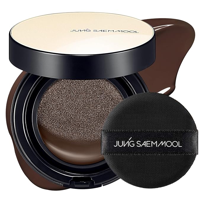 JUNG SAEM MOOL Essential Skin Nuder Cushion | Natural Finish, Buildable Coverage Cushion Foundation by Korean Makeup Artist (Refill Not Included, 0.49 Fl Oz), 45N Espresso