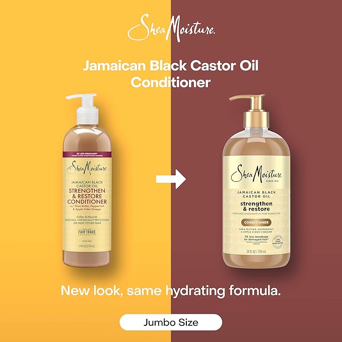 Shea Moisture Strengthen & Restore Conditioner Jamaican Black Castor Oil for Damaged Hair Paraben-Free 24 Fl oz
