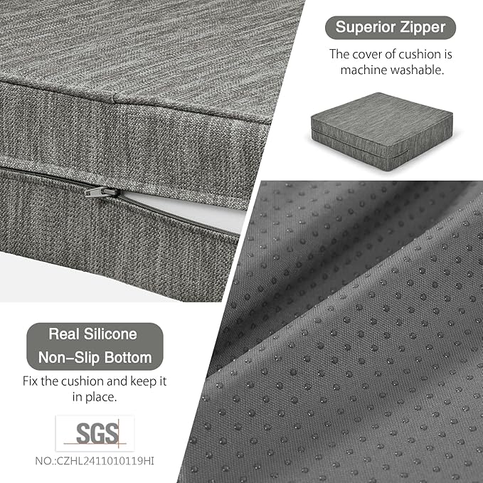 baibu Gel Memory Foam Recliner Cushions with Lumbar Support Pillow for Elderly, 20x20x5 Inch Thick Dual-Layer Design Non-Slip Seat Cushion for Recliner Chair for Reduce Hip & Lumbar Pain, Grey