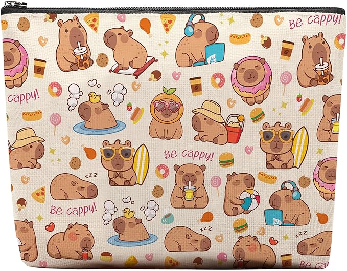 Capybara Makeup Bag, Capybara Gifts For Women, Capybaras Makeup Pouch, Travel Toiletry Bag With Zipper, Birthday Gifts For Mom Sister, Travel Toiletry Bag