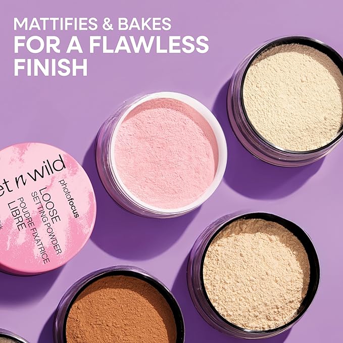 wet n wild Photo Focus Loose Baking Setting Powder, Highlighter Makeup, Suitable for All Skin Tones - Banana
