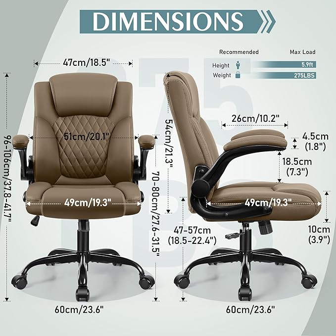 Leather Office Chair, PU Home Computer Desk Chairs with Ergonomic Back Support, 360°Swivel Free，Small Gaming Chair with Wheels and Adjustable Armrests, for Short People Use