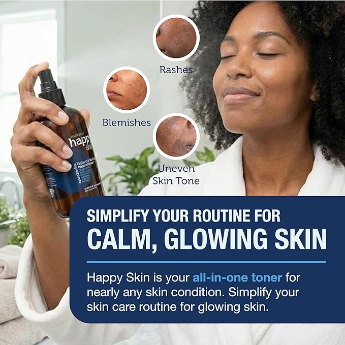 Happy Skin Hypochlorous Acid Spray for Face Travel Size – Extra Strength Natural Full Body Cleansing Toner for Acne – Soothe, Hydrate & Repair Dry, Sensitive Skin – pH Balanced, Non-Toxic 2oz
