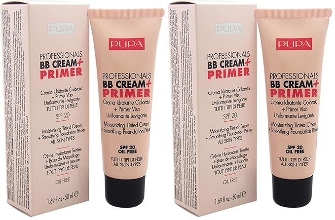Pupa Milano Professionals BB Cream and SPF 20 Primer for Women, No. 001/Nude, 1.69 Ounce (Pack of 2)