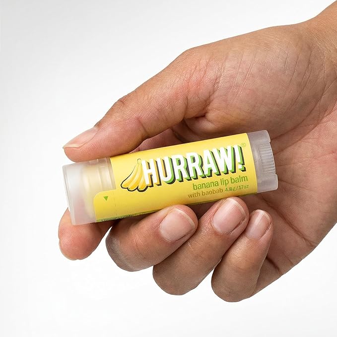 Hurraw! Banana Lip Balm: Organic, Certified Vegan, Cruelty and Gluten Free. Non-GMO, 100% Natural Ingredients. Bee, Shea, Soy and Palm Free. Made in USA