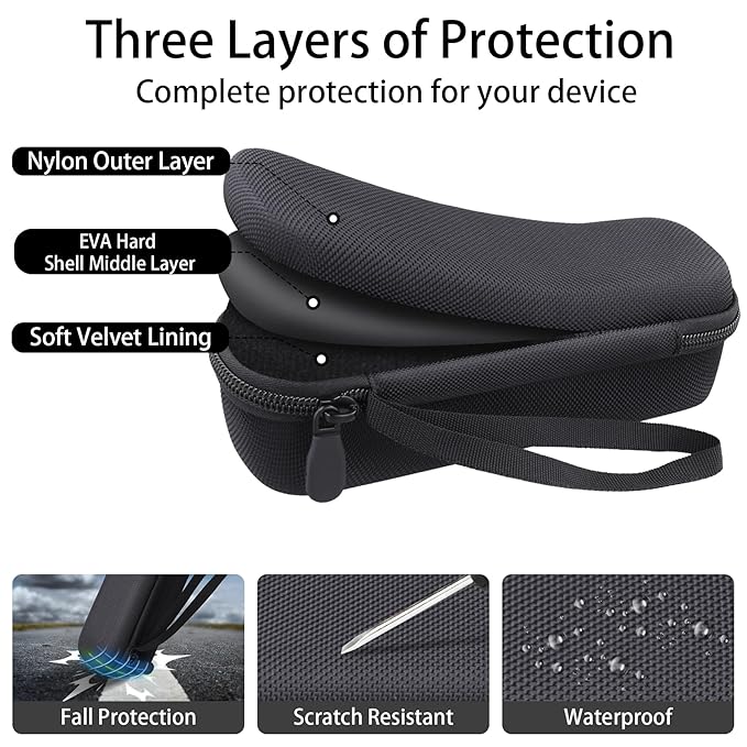 for medicube Booster Pro 6-in-1 Real Glass Glow Beauty Massager Protective Hard Case, Travel Storage Organizer for Women, Shockproof & Water-Resistant EVA Shell, Black - co2CREA