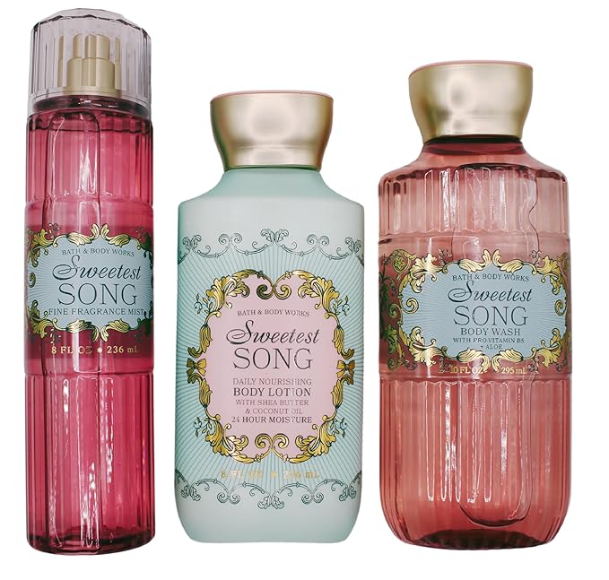 Sweetest Song Set by Bath & Body - Fine Fragrance Mist, Body Wash, and Daily Nourishing Body Lotion