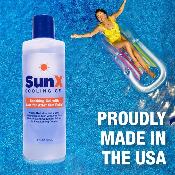 CoreTex Sun X After Sun Relief Cooling Gel - 12oz Bottle of USA-Made Lidocaine-Free Aloe Vera Based After Sun Gel w/Vitamin E, Tea Tree Oil & Other Natural Elements - After Sun Care for Irritated Skin