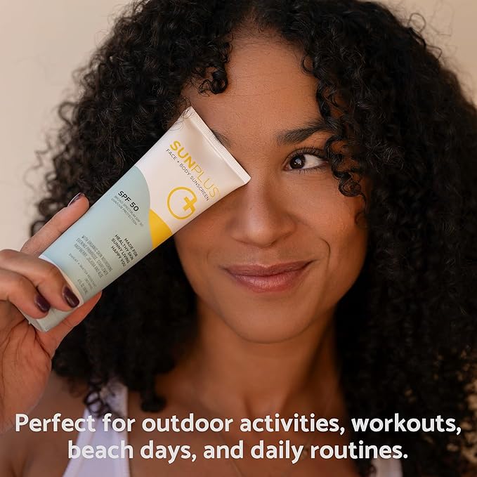 SUNPLUS SPF 50 Sunscreen Lotion for Face & Body – Broad Spectrum Sun Protection, Lightweight Non-Greasy, Water Resistant, Travel Size Sunscreen 4 oz, Daily Use Sunblock Lotion