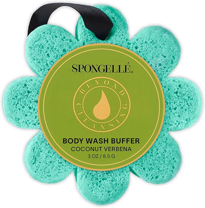 Spongellé Coconut Verbena Wild Flower Bath Sponge | Built-in Body Wash & Body Scrubber, Shower Loofah Sponge for Women | 14+ uses