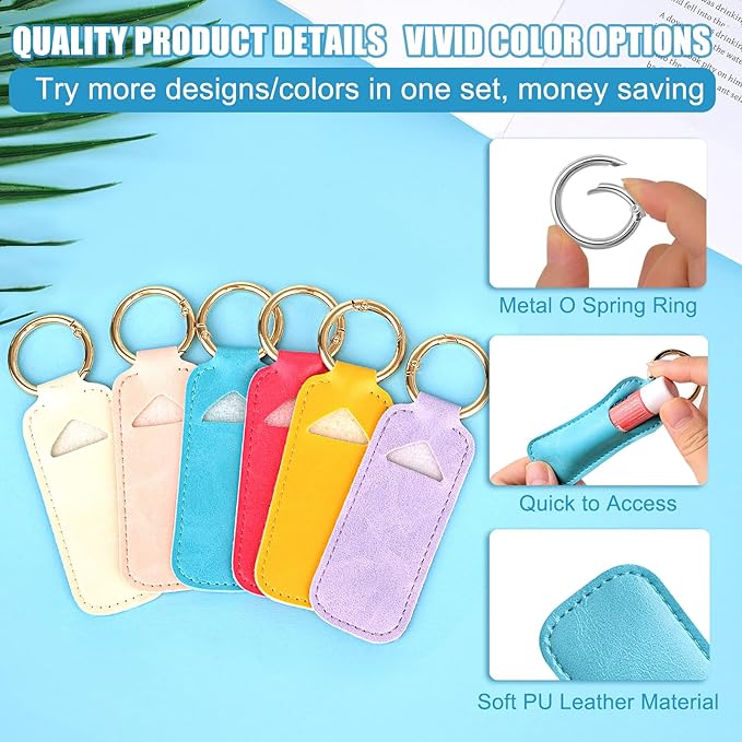 WK IEASON Lip Balm Holder for Chapstick Lipstick Sleeve Keychain,Small Christmas Gifts Stocking Stuffers for Teen Girls Women