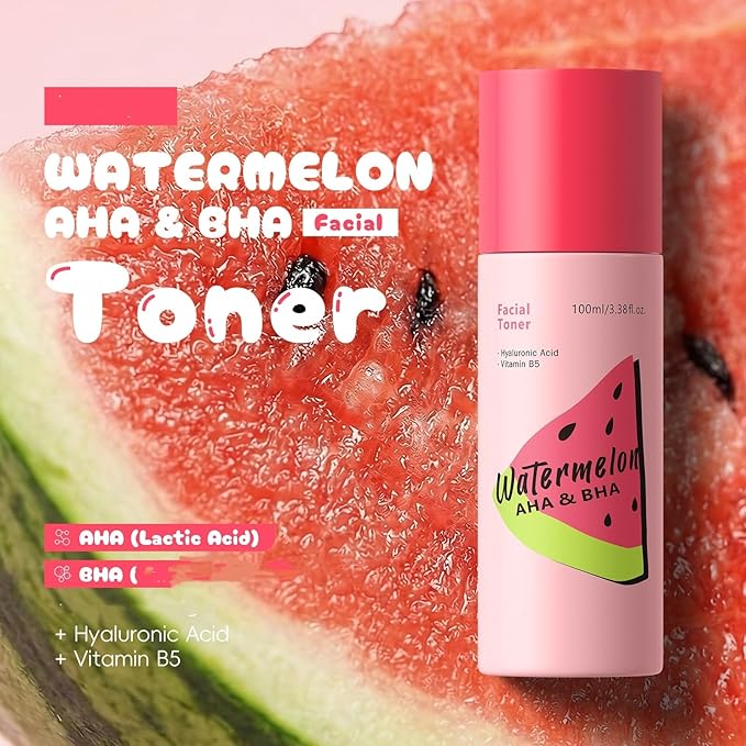 Watermelon Glow Facial Toner – Hydrating Toner for Hydrating, Moisturizing, Soothing, Refreshes and Energizes Tired Skin - Clean - Skin Texture, Pore Care & Barrier Support with Glycerin, Watermelon