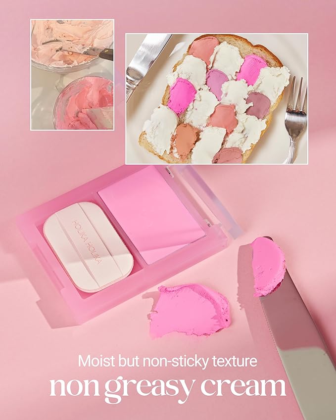 HOLIKA HOLIKA Tinted Milk Cream Blush 08 Better Than Pink - Korean Face Makeup with Built-In Puff, Semi-Luminous Milky Color, High Powder Content Formula, Transparent Finish for Semi-Matte Glow