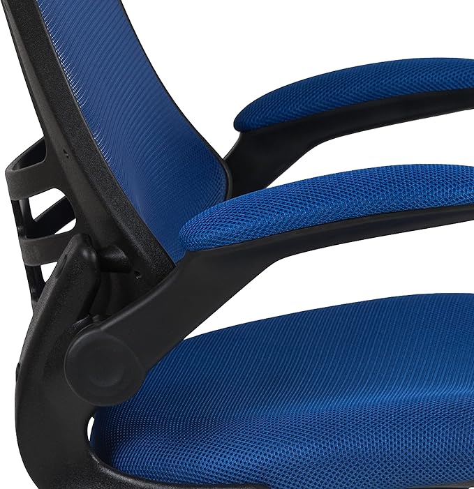 Flash Furniture Kelista Mid-Back Blue Mesh Swivel Ergonomic Task Office Chair with Flip-Up Arms