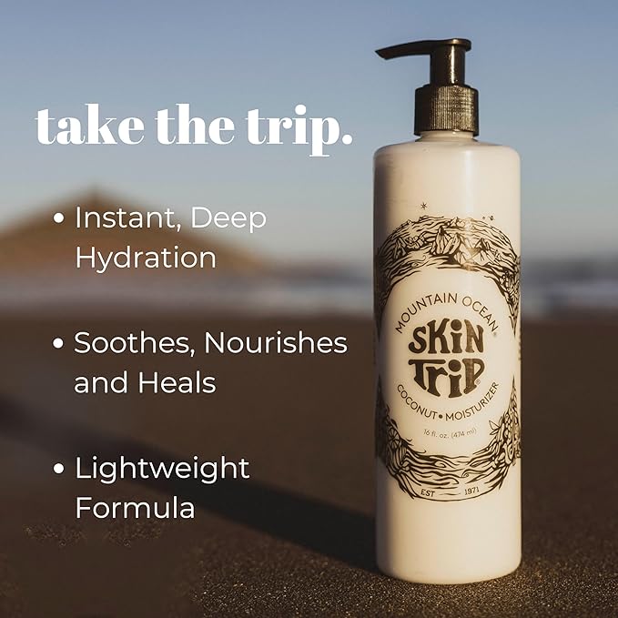 Mountain Ocean The Original Skin Trip Coconut Body Lotion, 16 Oz Pump, Lightweight, Fast Absorbing Moisturizer, with Coconut Oil, Aloe Vera, & Lanolin