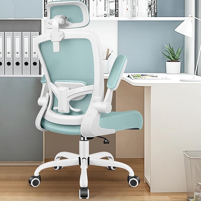 FelixKing Office Chair, Desk Chair with Adjustable Lumbar Support, Ergonomic Computer Chair with High Back and Armrest, Adjustable Height Gaming Chair Home Office Swivel Chair(Light Blue)