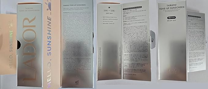 LADOR Tamanu Daily Sheer Glow Tinted Tone-up Face Sunscreen Moisturizer UV Protector Hydrating Non-greasy Makeup Primer SPF 50+ PA++++ Sun Protection Korean Skincare
