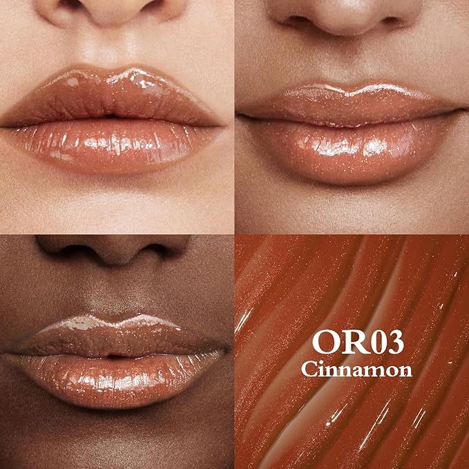FOCALLURE Sparkling Gem Lip Plump, Hydrating & Volumizing Lip Plumper Gloss Balm, High-Shine Lip Plumping Pen, Plumps & Moisturizes, Vegan & Cruelty-Free, CINNAMON