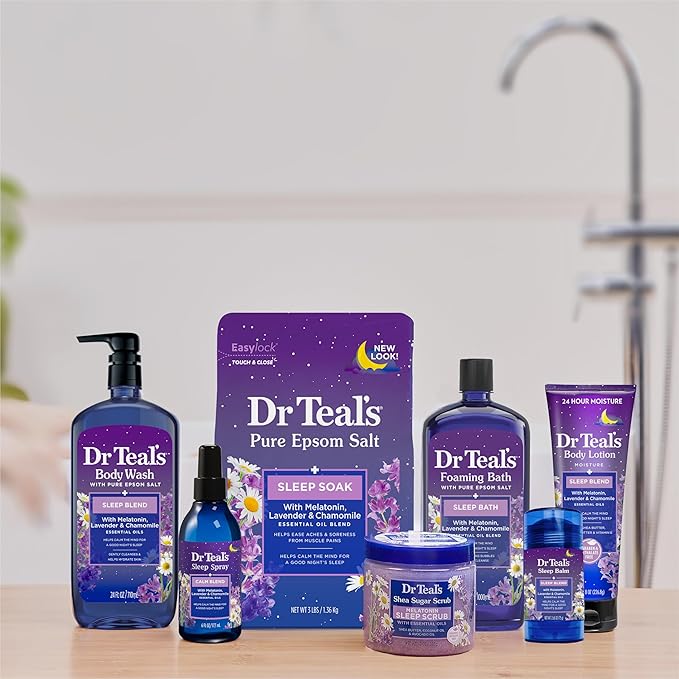 Dr Teal's Sleep Body Lotion,24-Hour Moisture,with Melatonin,Lavender & Chamomile Essential Oils,8 fl oz,(Pack of 6)