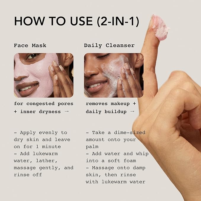 Whipped Korean Skincare Face Wash, Doubles as a Face Mask, Fig Butter, Barrier Care, Hydrating Face Cleanser for All Skin Types, Niacinamide, Hyaluronic Acid, Ceramide