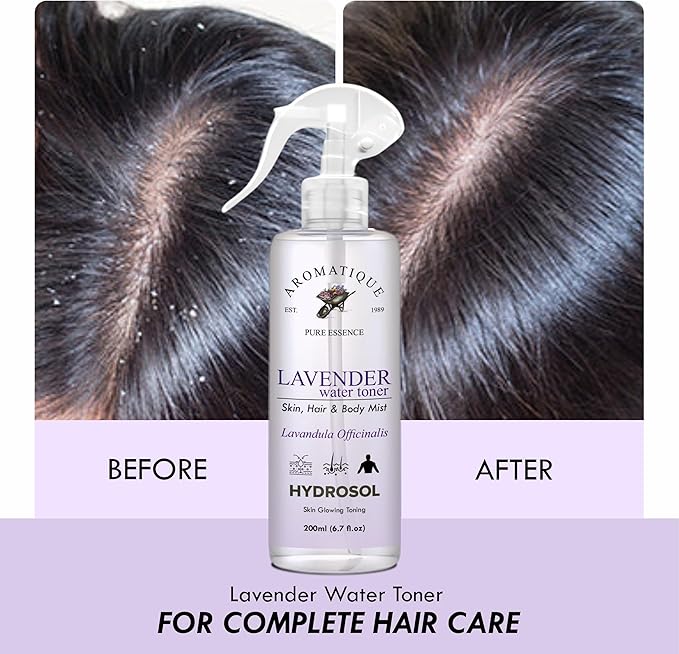 Aromatique Lavender Water Toner/Mist Spray/Hydrosol for Soothing Skin & Hair Hydration Solution - Balances, Refines & Enhances - Gentle for All Types - Daily Use