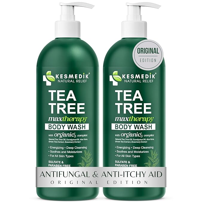 Tea Tree Body Wash MaxTherapy, Itchy Skin Relief Soap, Soothes Jock Itch, Athlete's Foot, Acne, Eczema, Psoriasis & Sensitive Skin, Intimate Wash, Men & Women, 2-Pack, Original Edition
