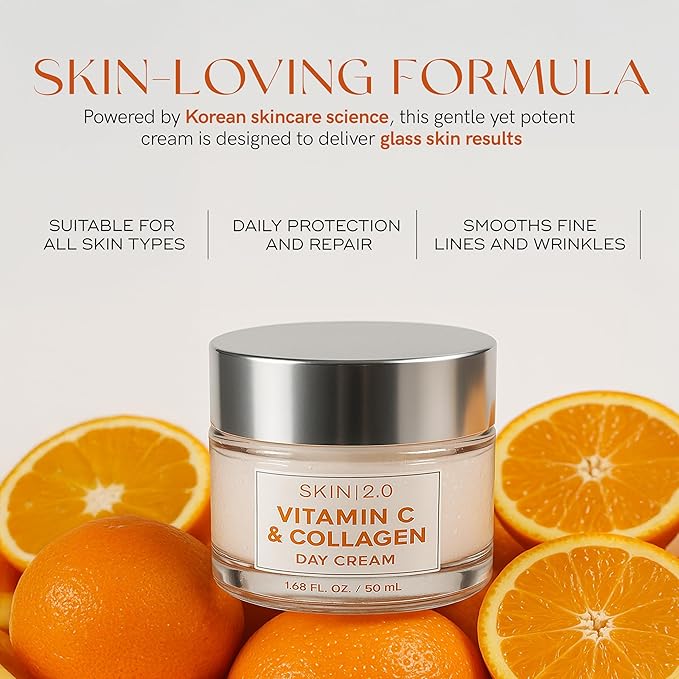 Vitamin C & Collagen Face Moisturizer – Hydrating Anti Aging Cream for Smooth & Radiant Skin, Firms & Revives Dull Complexion – Dermatologist Tested, Korean Skin Care, Clean Beauty – 2 Pack