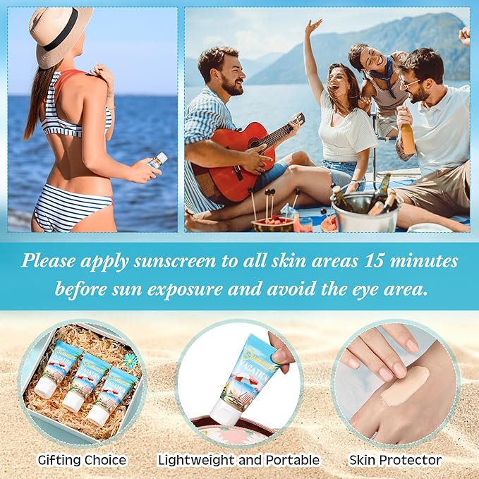 24 Pcs Mini Tinted Sunscreen Bulk for Summer Vacation Party Spf 30 Water Resistant Sunscreen Lotion Bulk 1 oz Travel Size for Thank You Gifts Summer Vacation Party Supplies
