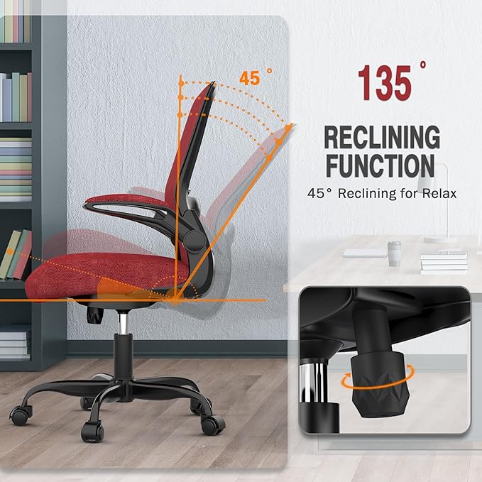 Mimoglad Office Chair, Ergonomic Desk Chair with Adjustable Lumbar Support, High Back Mesh Computer Chair with Flip-up Armrests-Task Chairs, Executive Chair for Home Office
