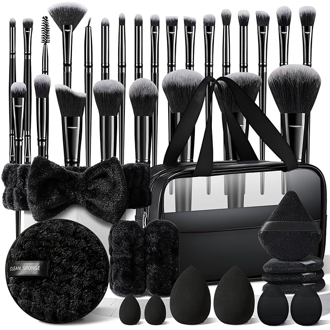 HGHDBT 40Pcs Black Makeup Brushes Set Professional Makeup Kit Multi-functional Makeup Tool Set with Case Facial Makeup Accessories, Foundation Makeup Brush Kit Eye and Face Make up Brushes & Tools