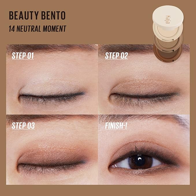 Kaja Beauty Bento Collection - Bouncy Eyeshadow Trio | Neutral Earthy Tones, Travel Size, 14 Neutral Moment, 2019 Allure Best of Beauty Award, 0.03 Oz