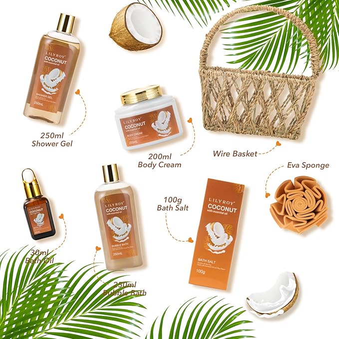 Mothers Day Gifts for Women - 7Pcs Luxury Bath and Body Gift Basket Set for Women & Men Perfect Gift | Valentines Day Gifts for Her, Fathers Day, Birthday, Christmas Gift for Her & Him All Occasion