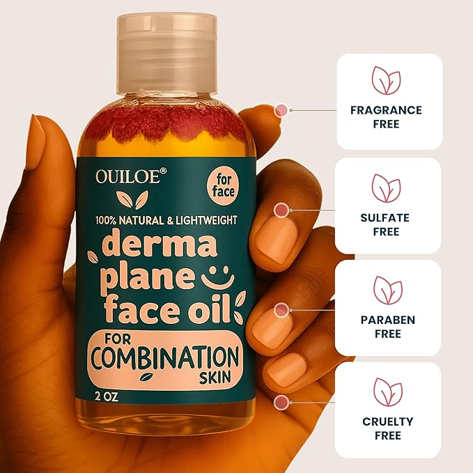 Dermaplaning Oil for Women with Combination Skin - Face Shaving Oil - Safe for Acne Prone Skin - Non Comedogenic, Fragrance Free, Natural and Lightweight for Irritation Free Face Shave, 4oz by Ouiloe