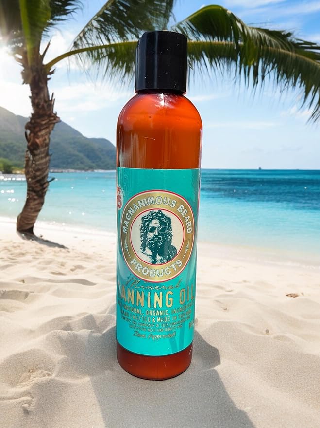 MAGNANIMOUS TANNING OIL W/MINERAL SUNSCREEN SPF15 (100% ALL-NATURAL AND CHEMICAL FREE) THE BEST ALL-NATURAL TANNING OIL WITH MINERAL SUNSCREEN ON PLANET, ZEUS APPROVED!